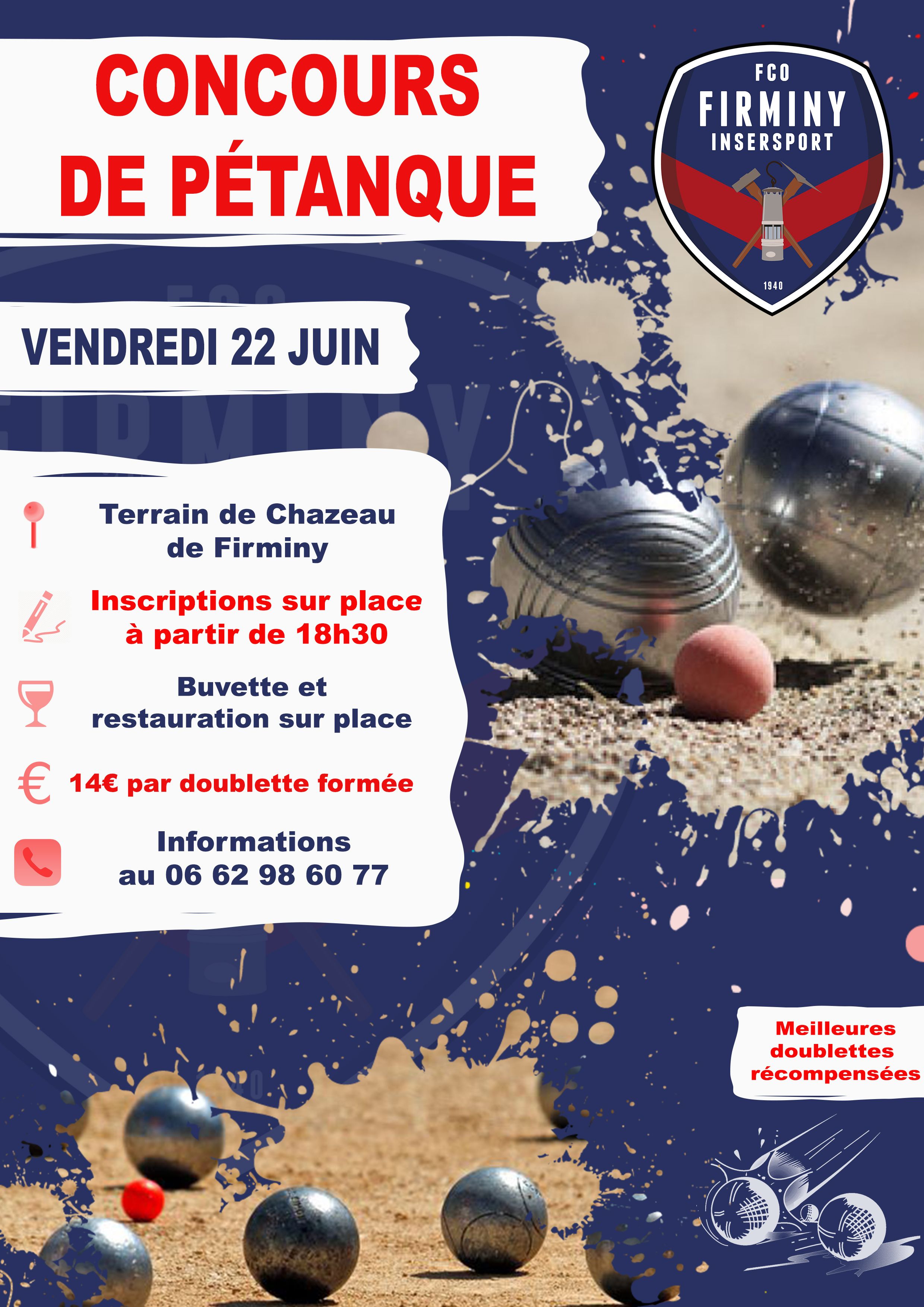 Concours de pétanque ce vendredi 22 juin 