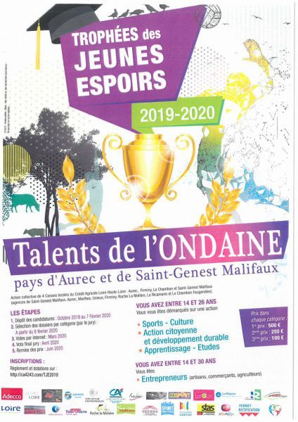 Remise de prix des Trophées des jeunes espoirs, Talents de l’Ondaine,  mais aussi Haute-Loire et Pilat.